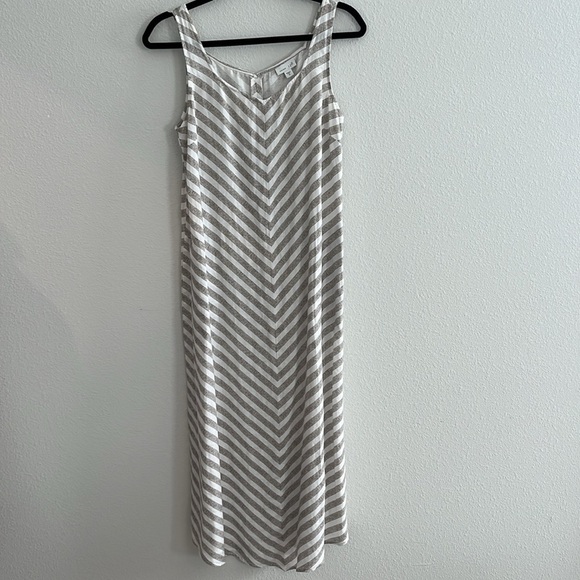 J. Jill Love Linen Chevron Stripe Summer Maxi Dress Size XS - Picture 4 of 8